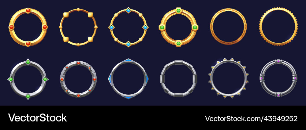 Cartoon UI Circle Game Assets vector image