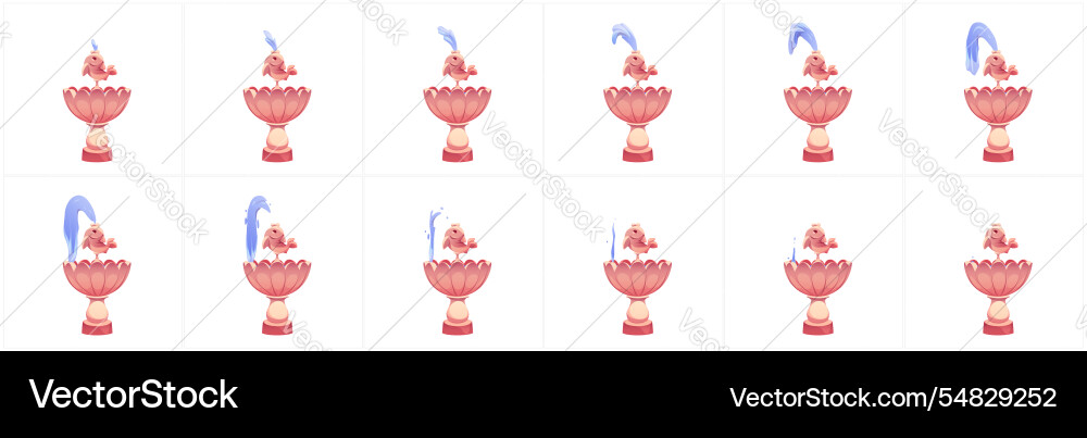 Cartoon water fountain animation frames Cartoon water fountain animation frames vector image