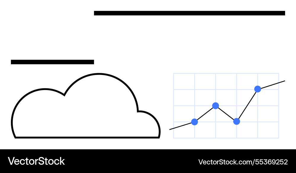 Cloud computing with data growth chart Cloud computing with data growth chart vector image