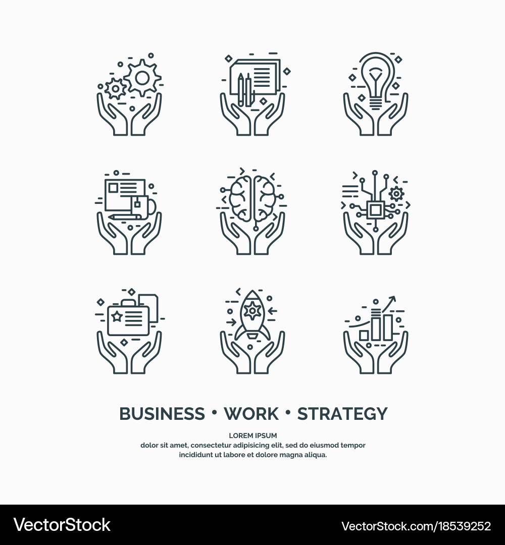 Linear icons of business analytics and statistics vector image