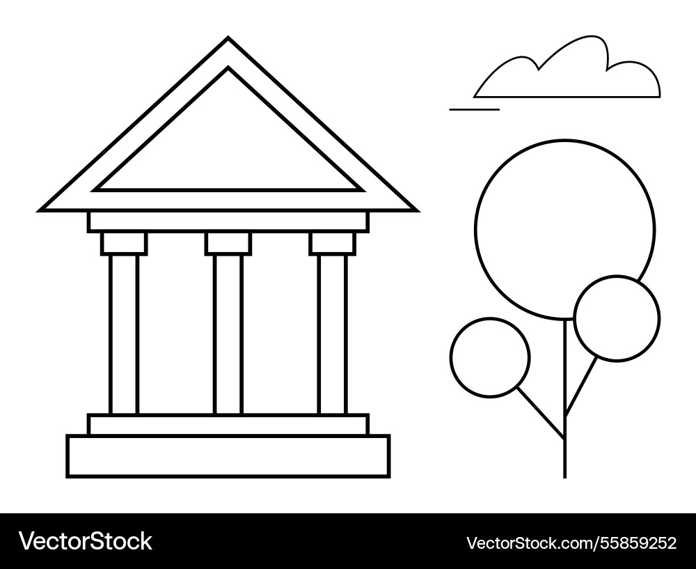 Minimalist architecture with classical building Vector Image