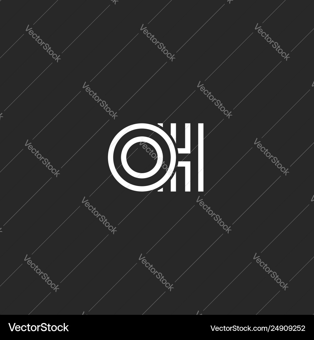 Monogram initials oh letters logo overlapping two Monogram initials oh letters logo overlapping two vector image