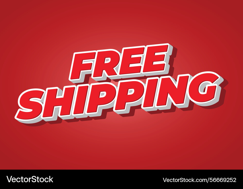 Red free shipping text with bold 3d effect Red free shipping text with bold 3d effect Vector Image