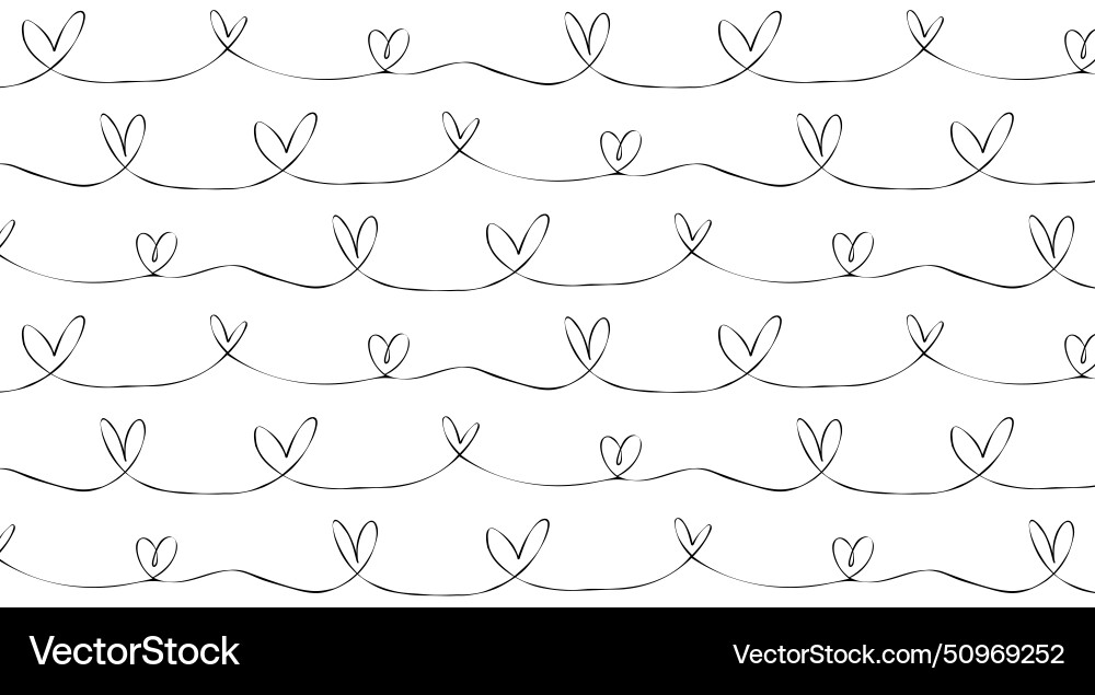 Seamless pattern with a solid line of hearts Vector Image