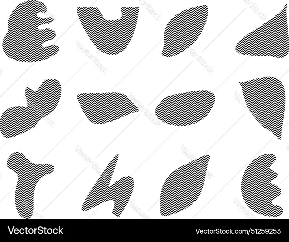 Blobs fluid shapes with zig zag stripes pictogram Blobs fluid shapes with zig zag stripes pictogram Vector Image