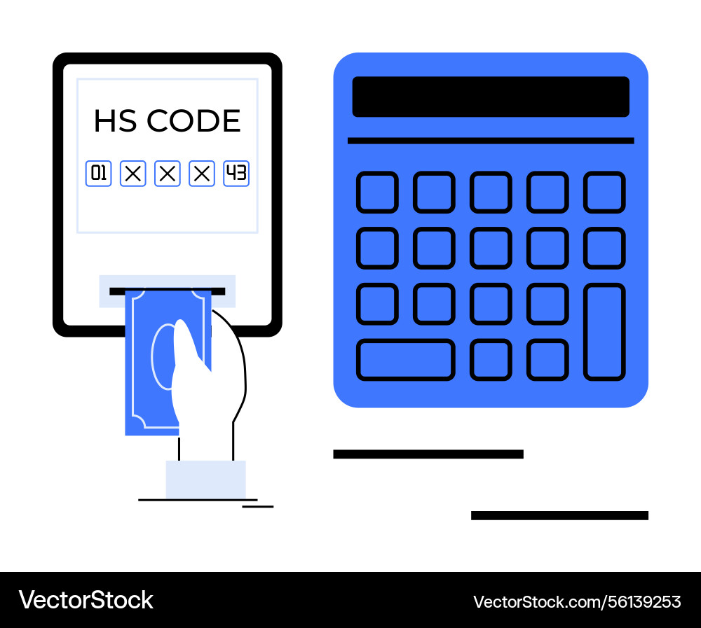 Calculating tariffs with hs code and digital Calculating tariffs with hs code and digital vector image