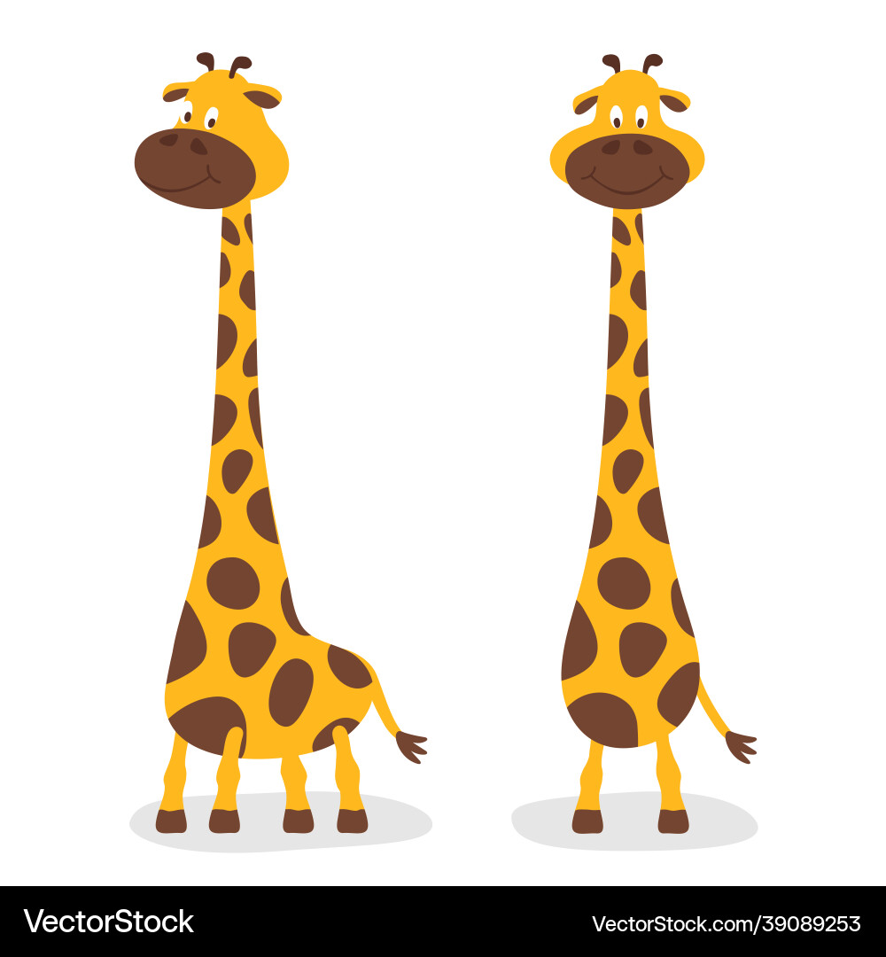 Cartoon cute giraffe baby set isolated two vector image