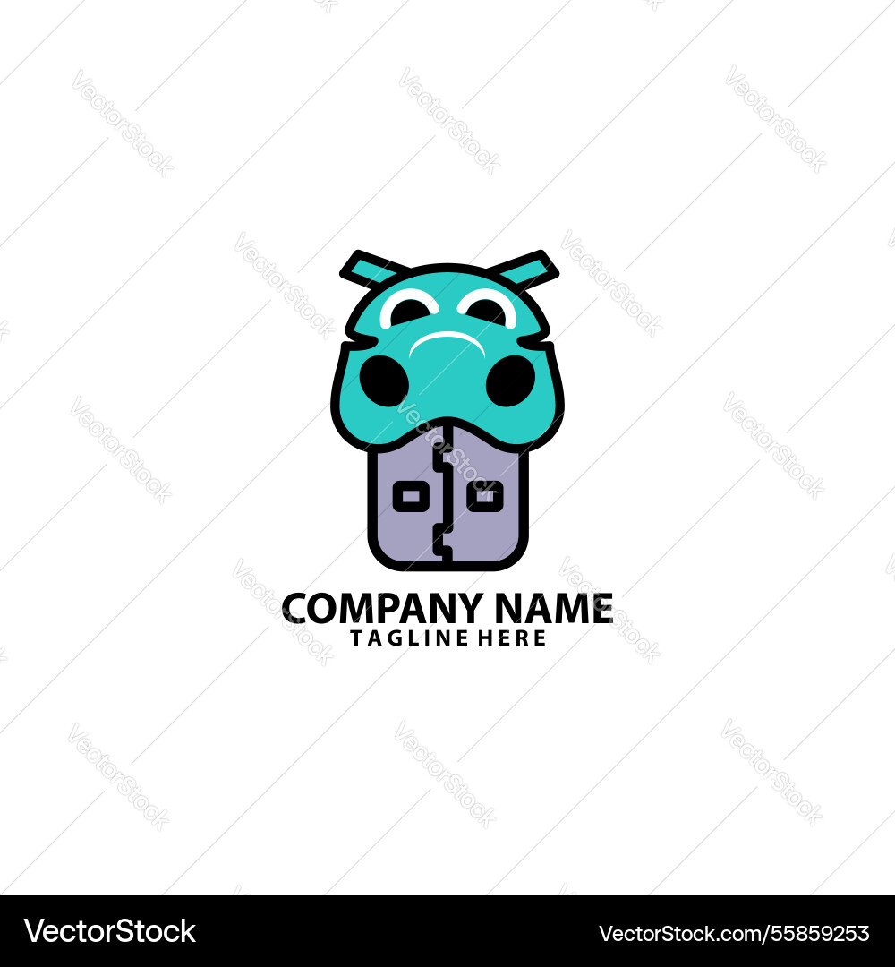 Hippo USB Logo Design Hippo USB Logo Design Vektorbild