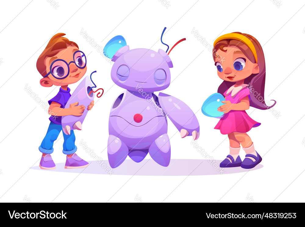 Kid ai robot development and science study Kid ai robot development and science study Vector Image