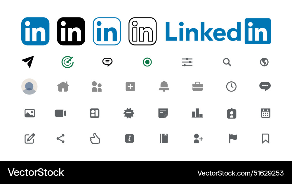 LinkedIn App Interface Icons vector image