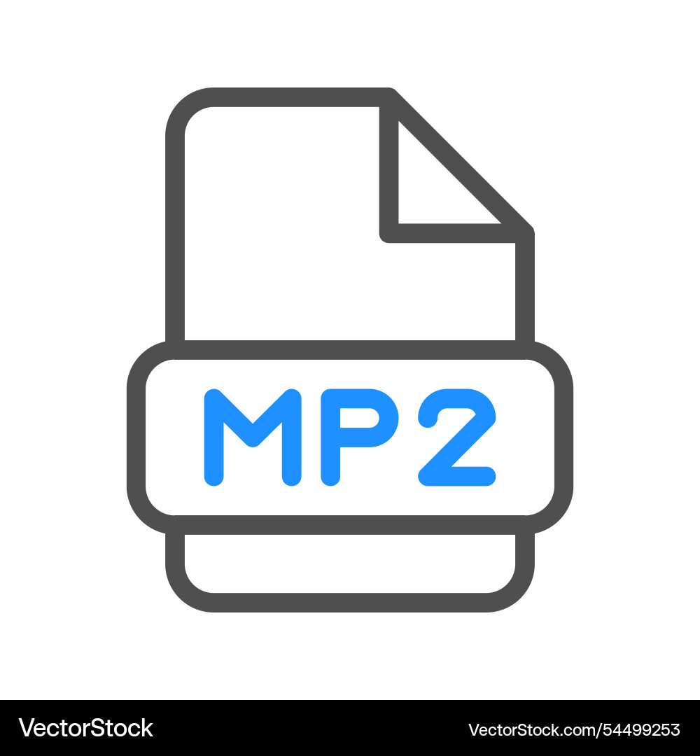 Mp2 document file icon sleek outline design Mp2 document file icon sleek outline design vector image