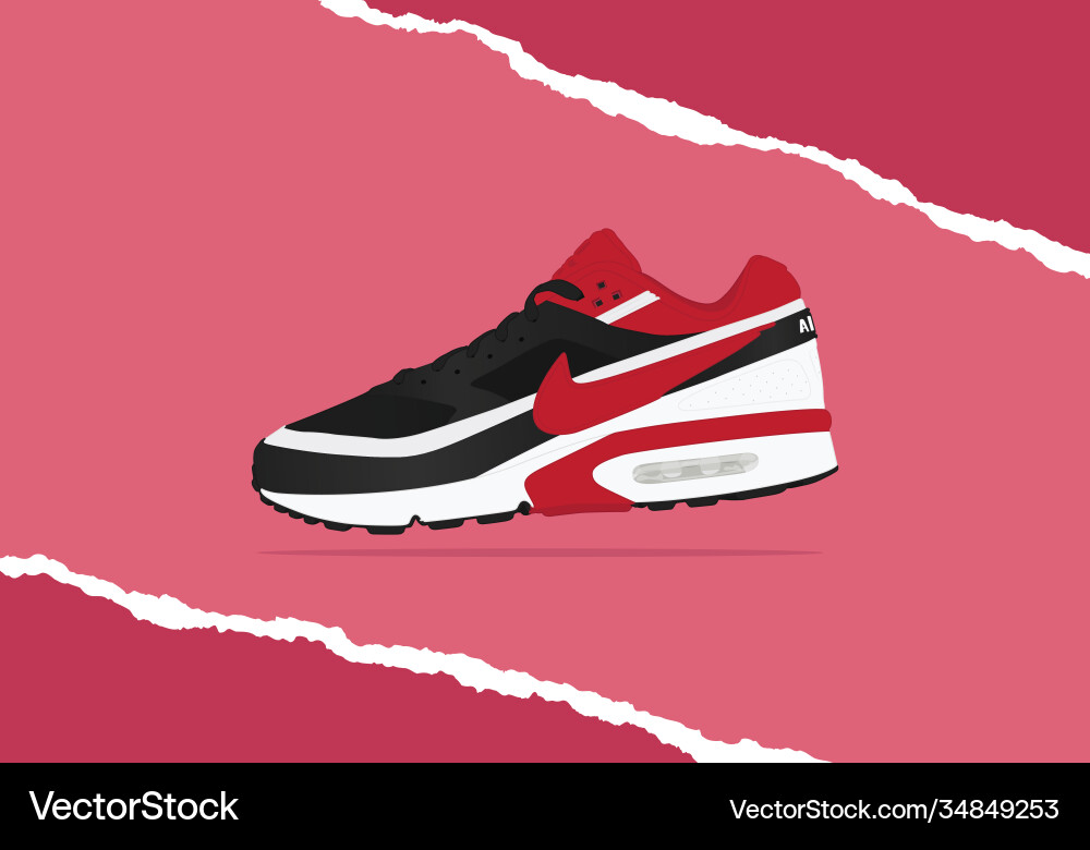 Nike air max classic bw red vintage Royalty Free Vector