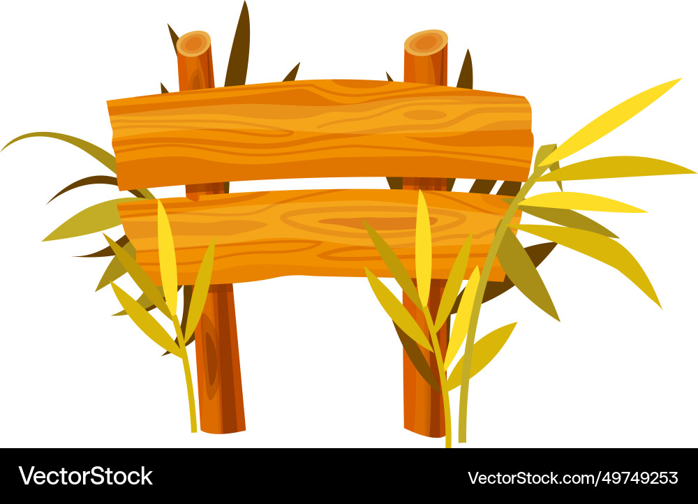 Old wooden road sign with bamboo stick tropical Old wooden road sign with bamboo stick tropical vector image