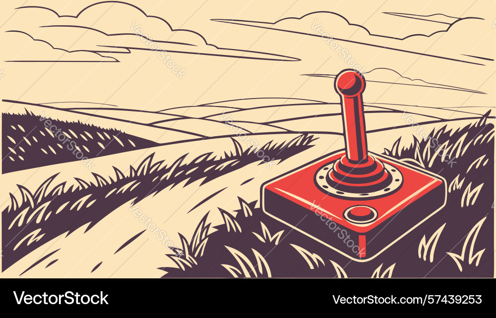 Retro joystick with dynamic abstract swirling vector image