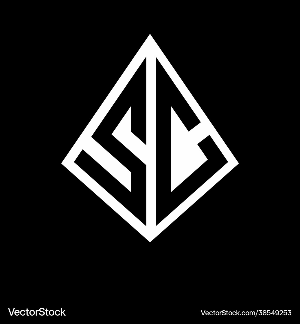 Sc logo letters monogram with prisma shape design Sc logo letters monogram with prisma shape design vector image