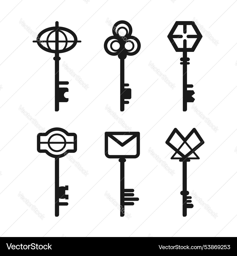Set of keys representing different concepts Set of keys representing different concepts vector image