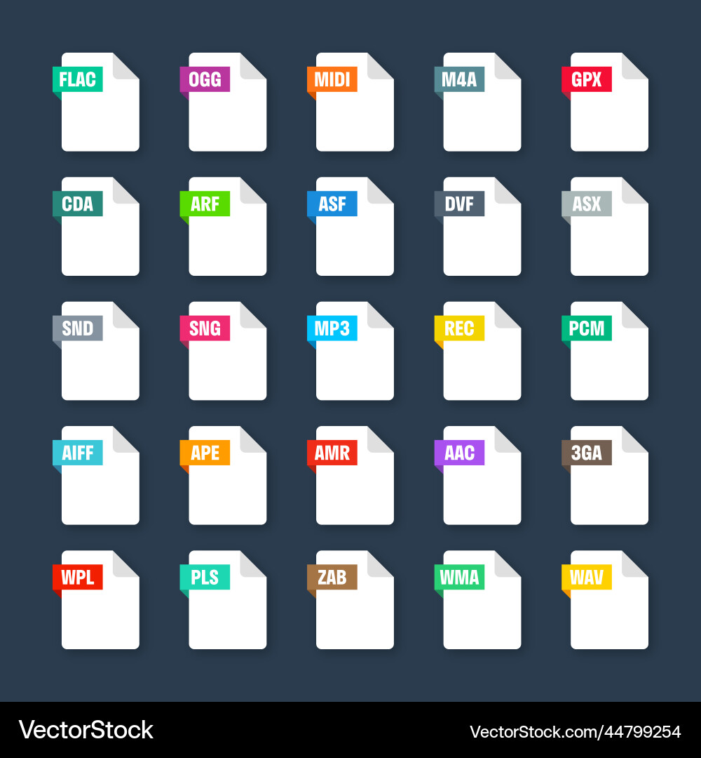Common system file formats document types Common system file formats document types vector image