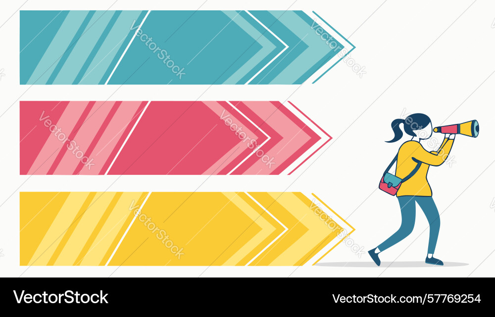 Dynamic arrows and figures in banner design Vector Image