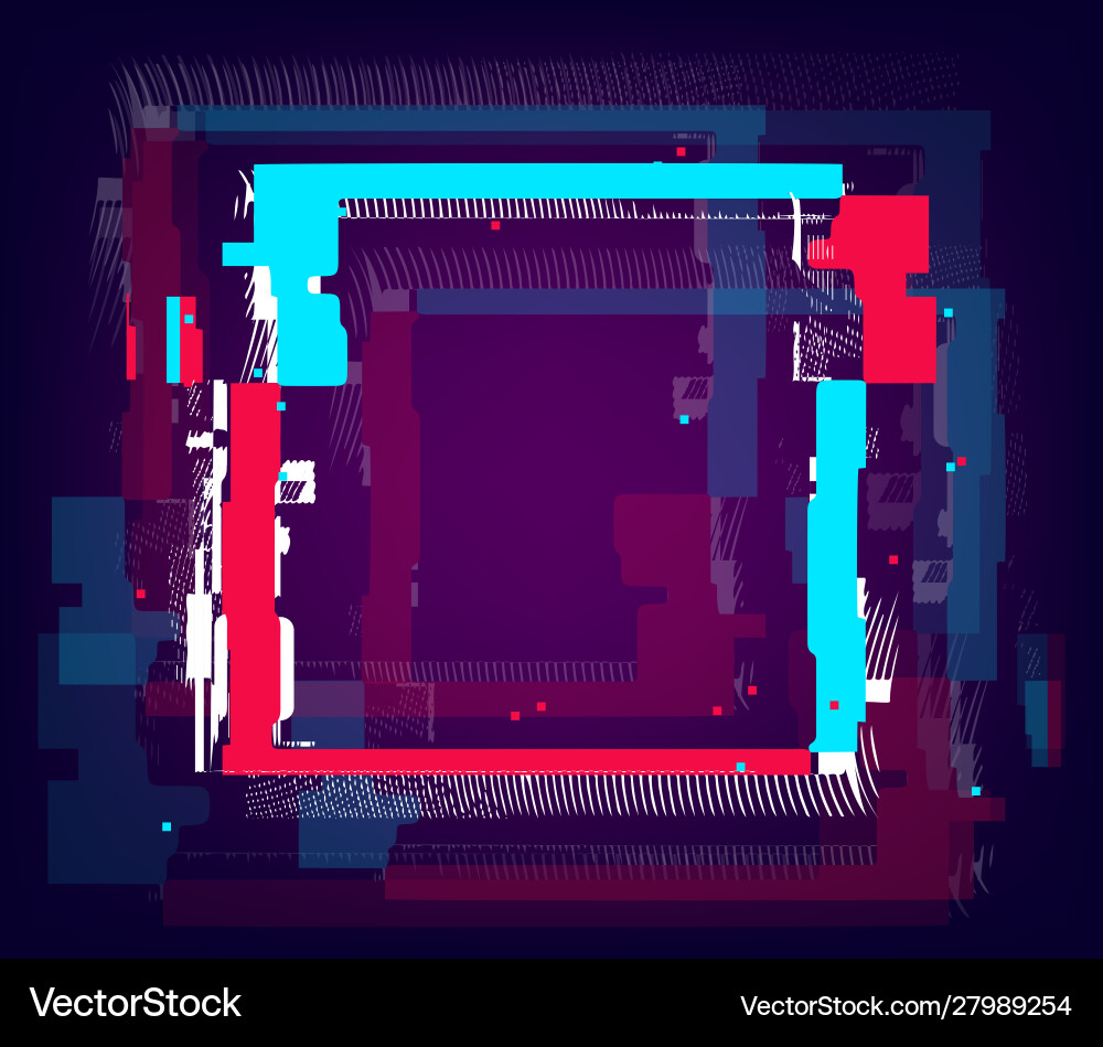 Glitchy Neon Square Frame vector image
