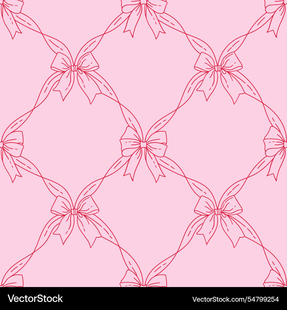 Seamless pattern with linear hand drawn satin bow Seamless pattern with linear hand drawn satin bow vector image
