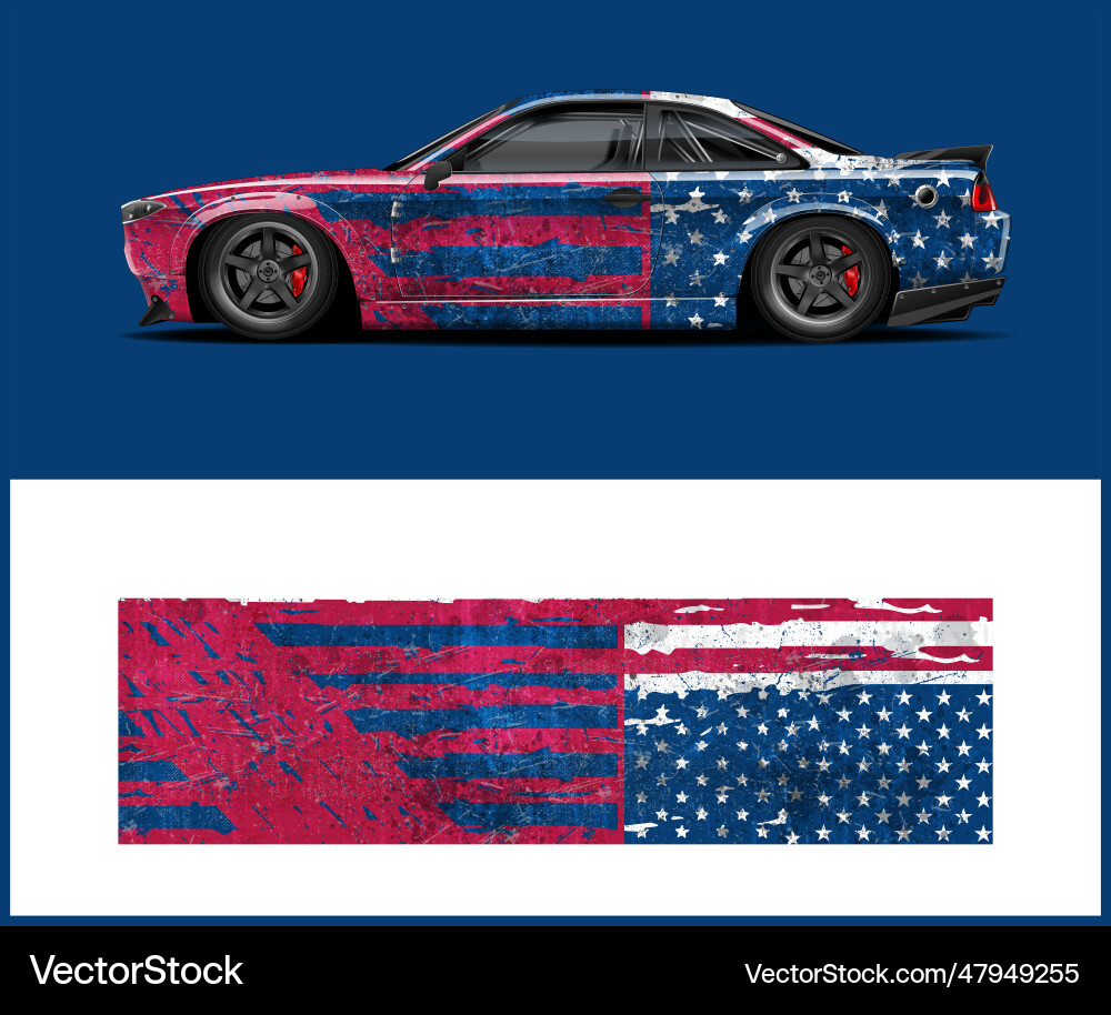 American Flag Car Wrap Vector Image