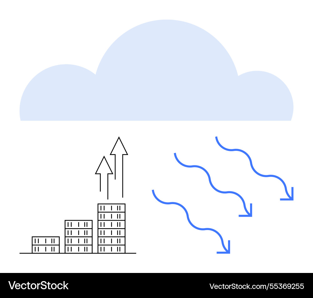 Cloud computing growth concept with data flow Cloud computing growth concept with data flow vector image