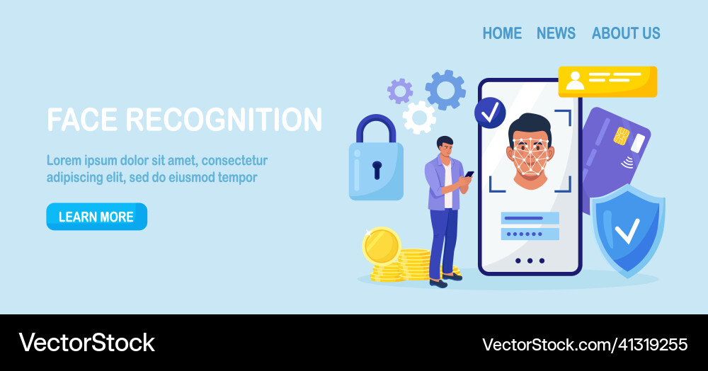 Face Recognition and Data Security vector image