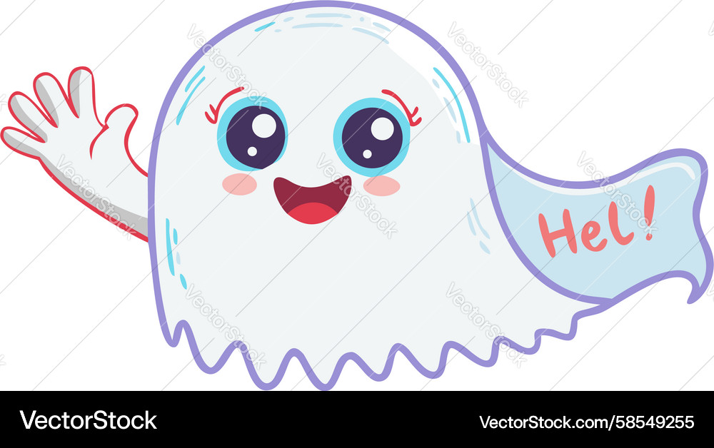 Friendly Ghost Character - Hello! Vector Image