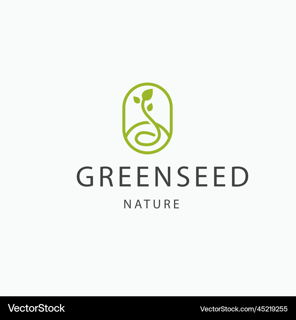 Green seed nature logo icon design flat template Green seed nature logo icon design flat template vector image