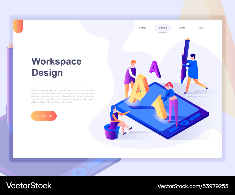 Landing page template of open workspace Vector Image
