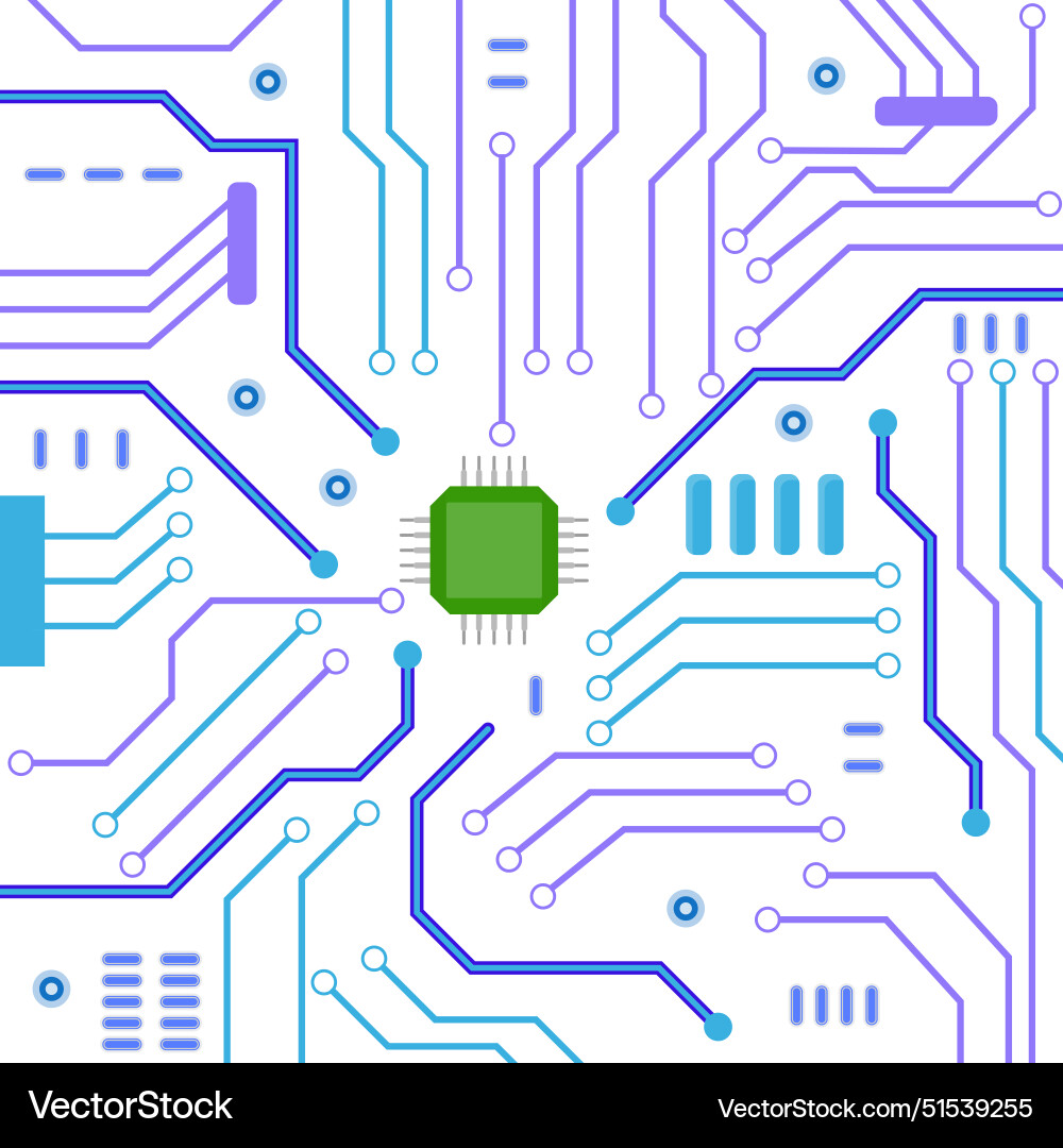 Microprocessor and motherboard computer Vector Image