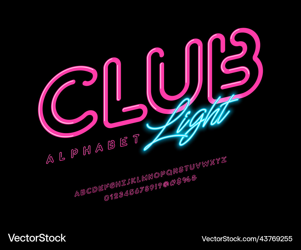 Neon font vector image