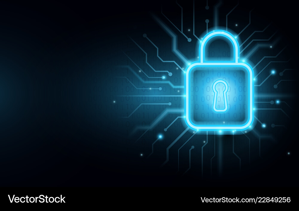 Cybersecurity Padlock Circuit Board Vector Image