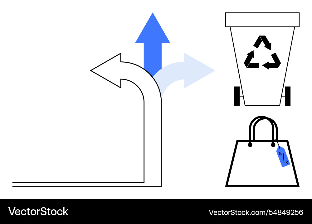Decision-making path with options for recycling Decision-making path with options for recycling Vector Image