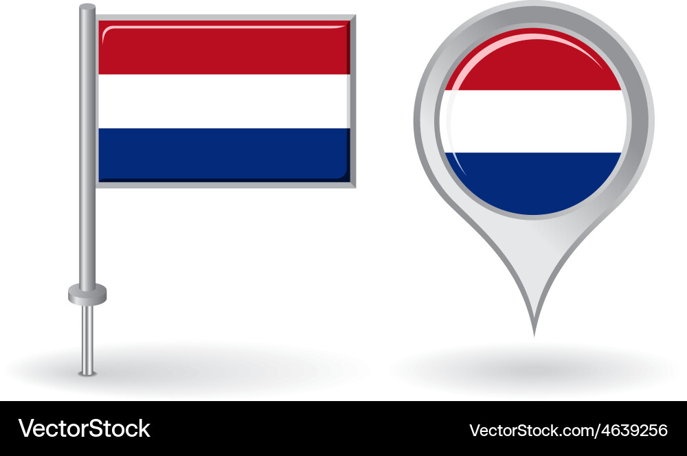 Dutch Flag & Location Pointer Icons Vector Image