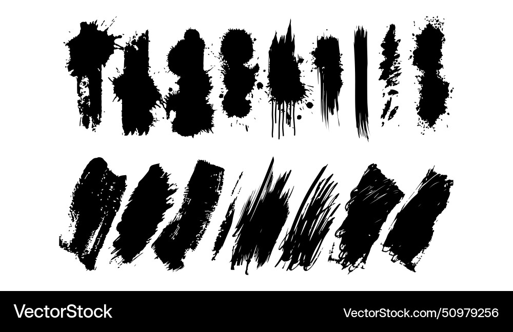 Grunge schwarze Pinselstriche Set Kunst Pinsel Grunge schwarze Pinselstriche Set Kunst Pinsel vektorbild