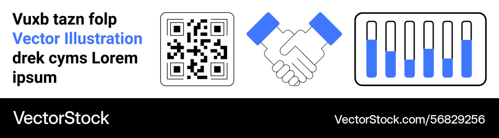 Qr code handshake and data bar chart Qr code handshake and data bar chart vector image