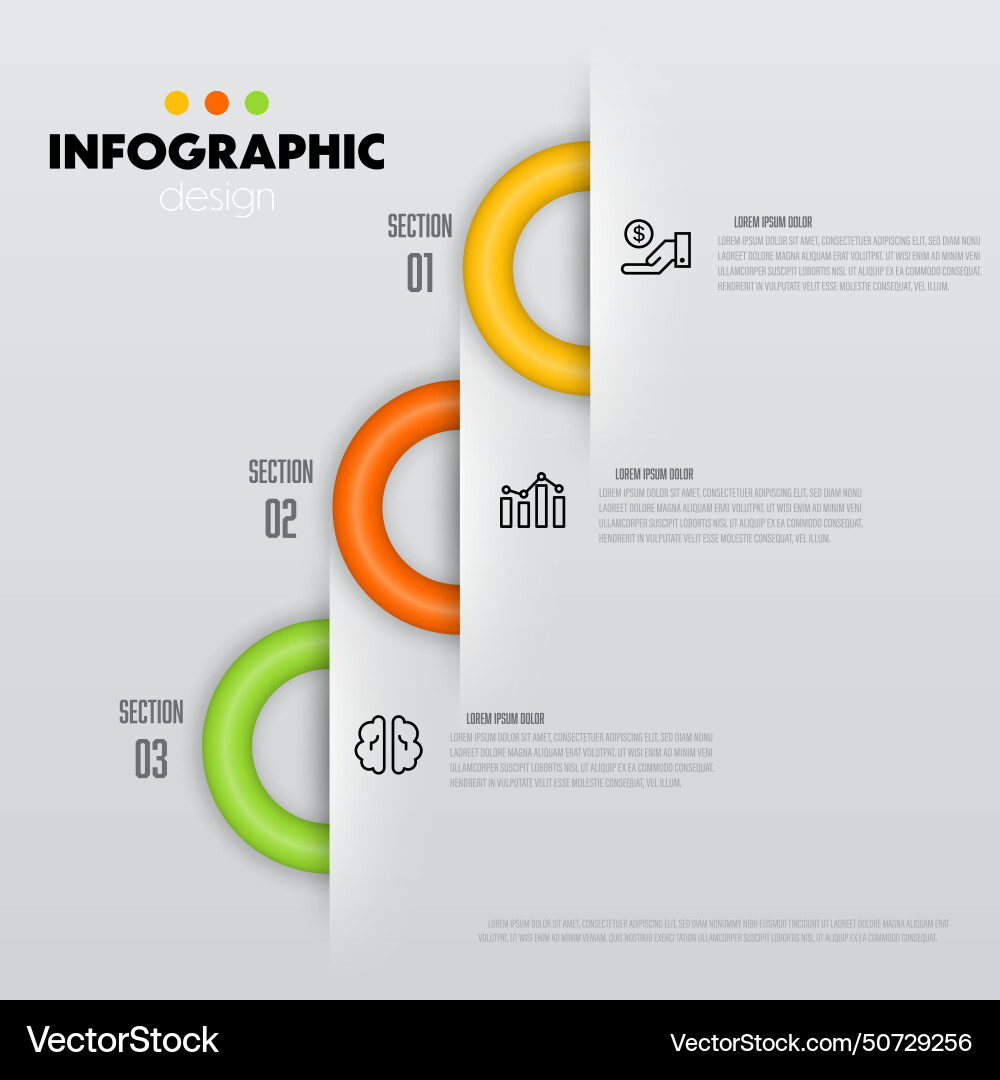 Round into 3 section startup project minimal vector image