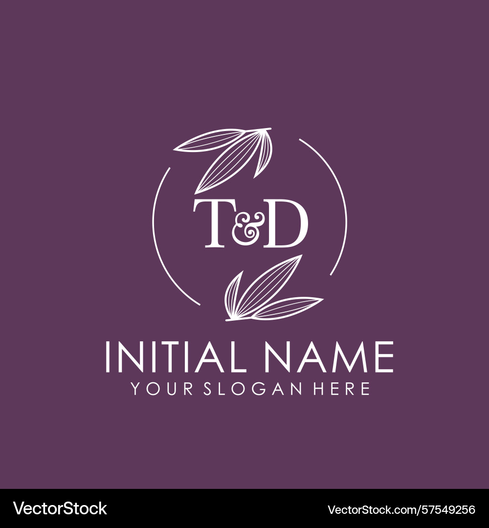 Td initial logo with botanical circle design Vector Image