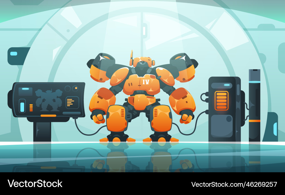 Android Cyberpunk Szene futuristische Cyborg Android Cyberpunk Szene futuristische Cyborg vektorbild