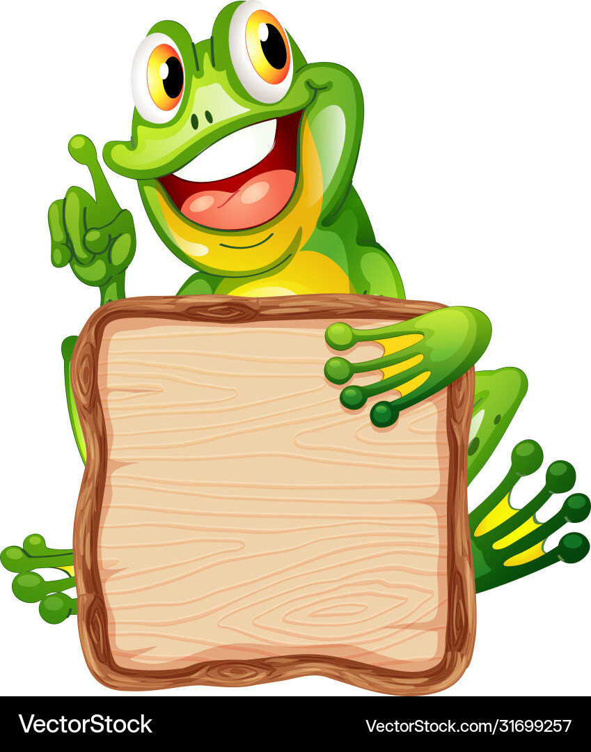 Brettvorlage mit niedlichen Frosch auf weißem Hintergrund Vektorbild