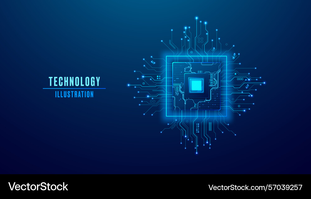 Digital ai semiconductor with tech components Digital ai semiconductor with tech components Vector Image
