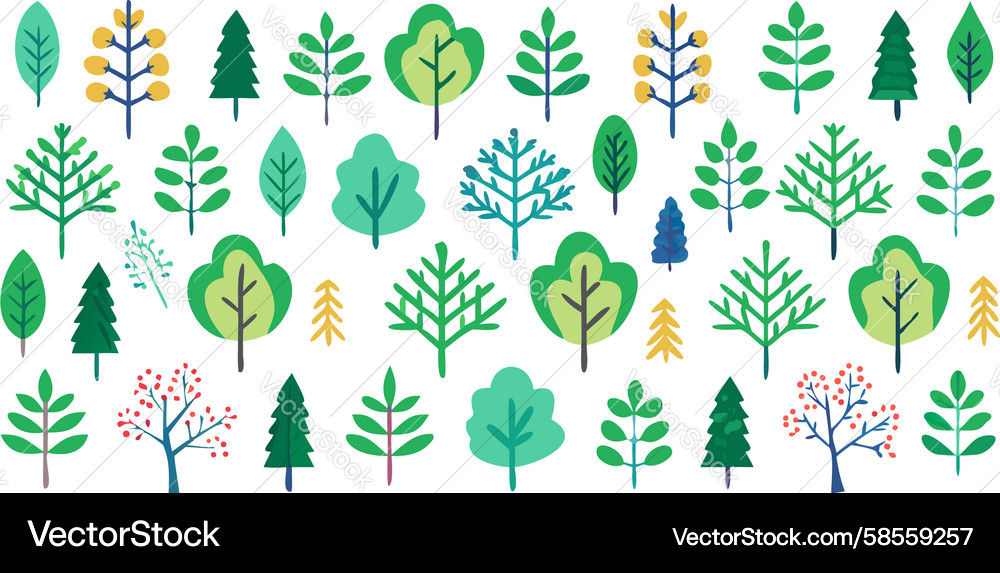 Forest Trees Seamless Pattern Vector Image