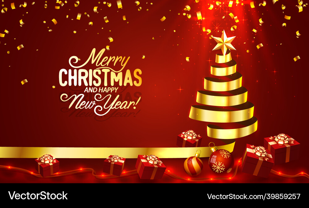 Merry christmas happy new year tree with toys Merry christmas happy new year tree with toys vector image
