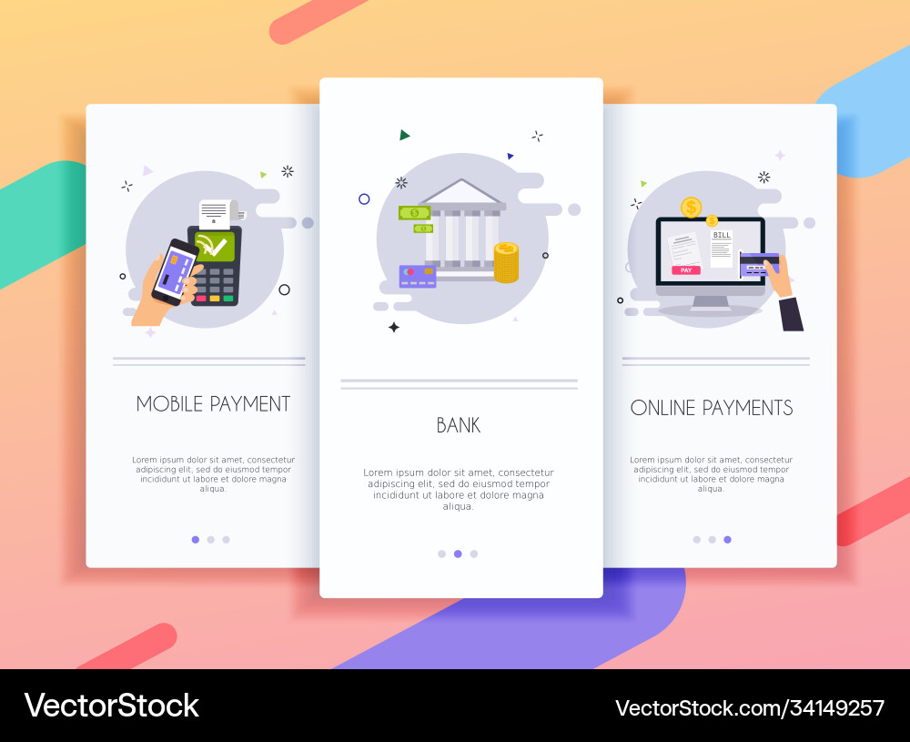 Onboarding screens user interface kit for mobile Onboarding screens user interface kit for mobile Vector Image
