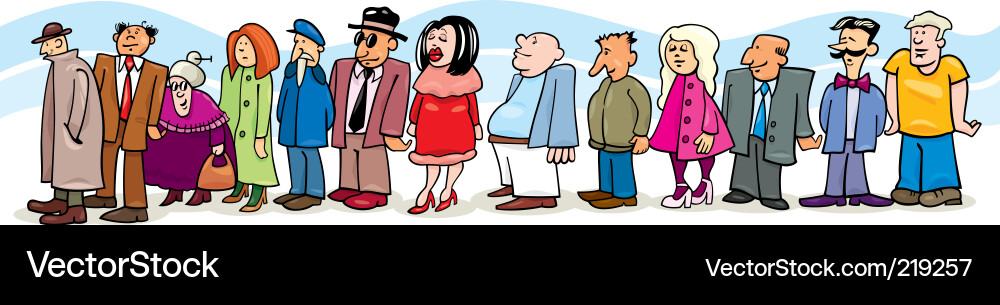 People Waiting in Line Vector Image