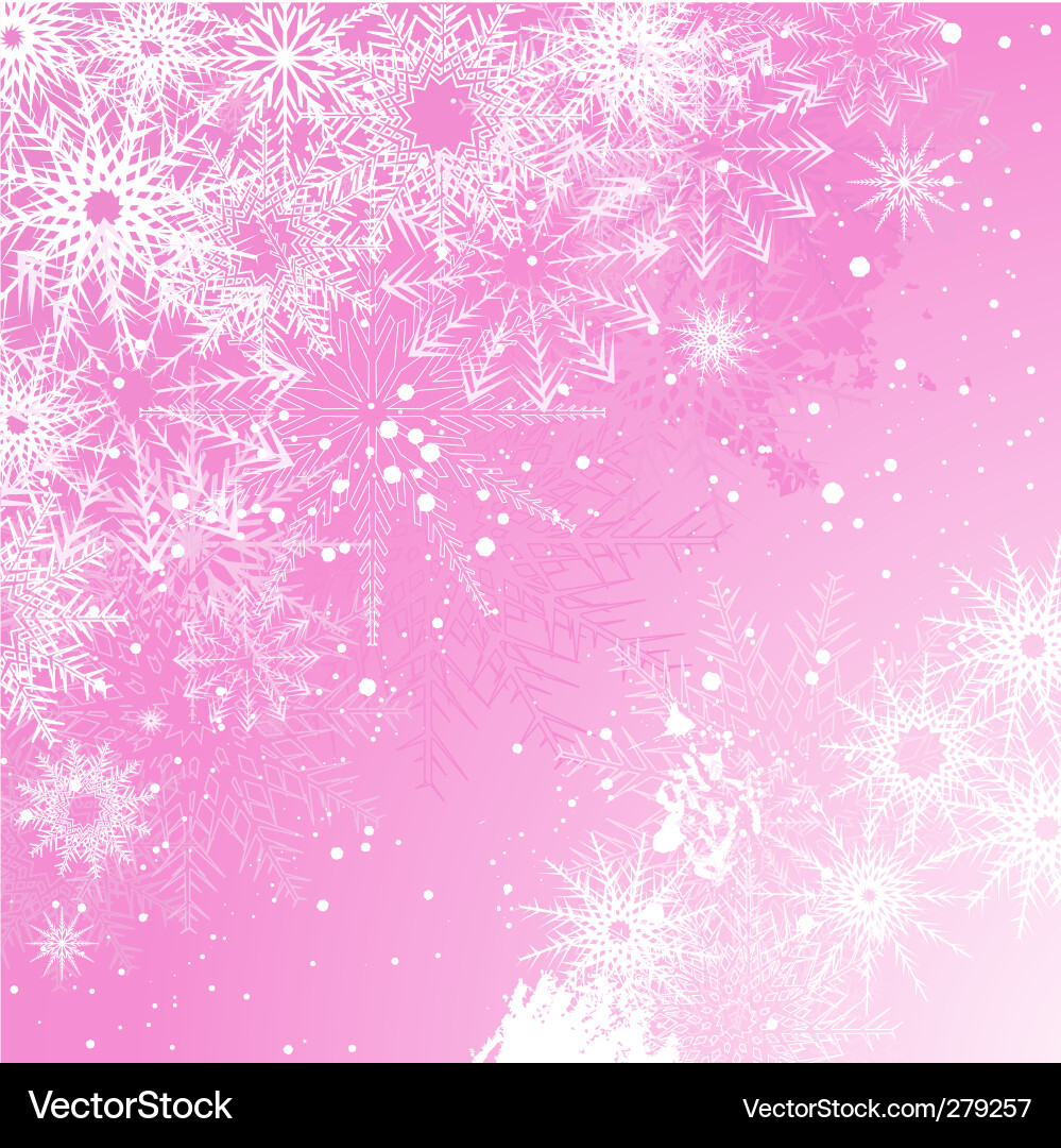 Pink Snowflake Winter Background Vector Image