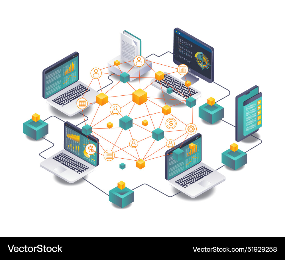 Computer transaction networks technological Computer transaction networks technological vector image