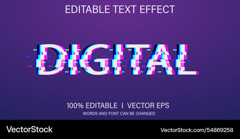 Digital no signal text effect editable Digital no signal text effect editable vector image