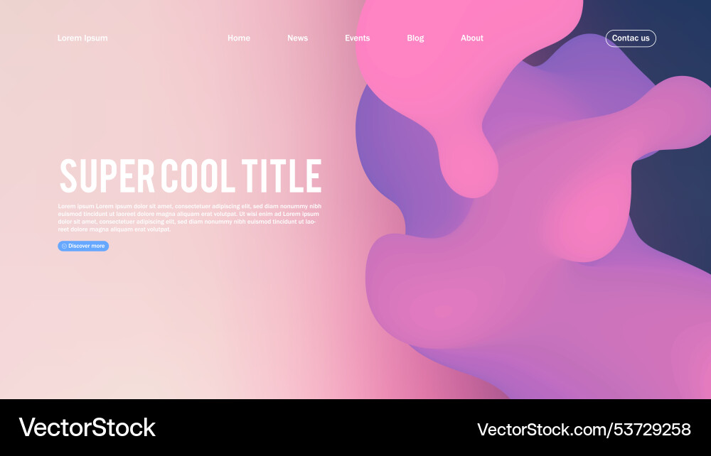 Landing page abstract design with dynamic line vector image
